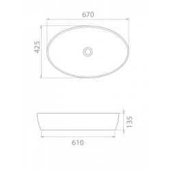 Επικαθήμενος Νιπτήρας Πορσελάνης 67x42cm Cerastyle One 076200 Λευκό